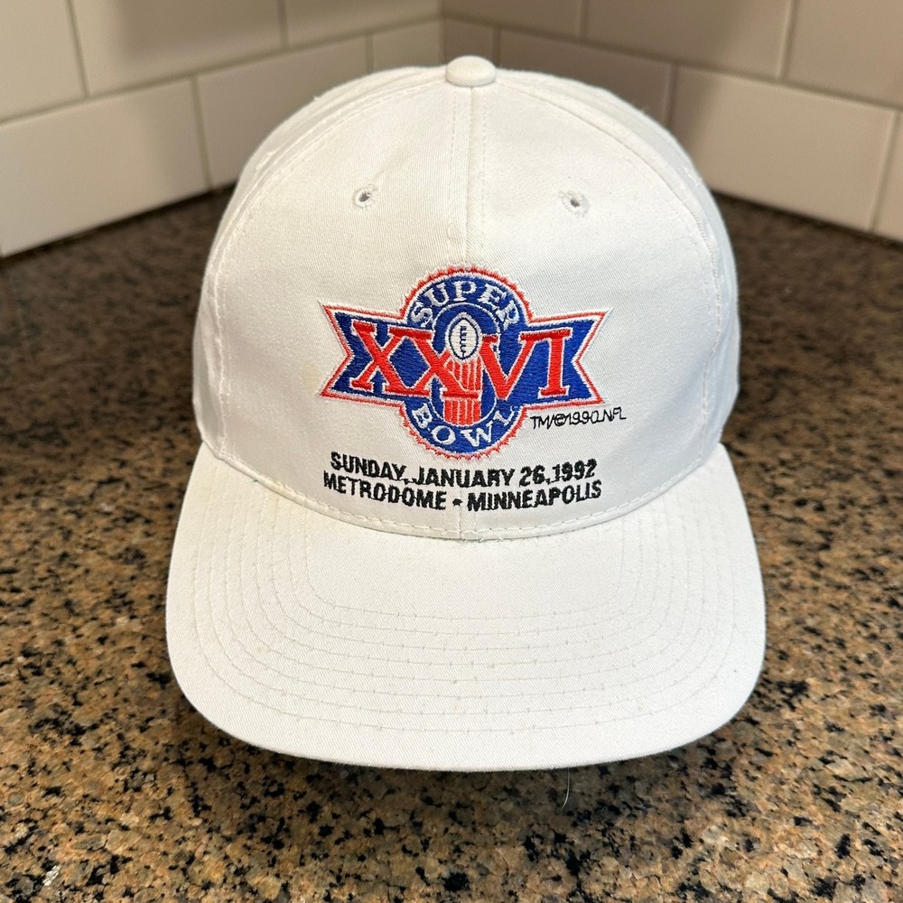 Vtg Super Bowl XXVI 1992 New Era Pro Model Snapback Hat OSFA White Green